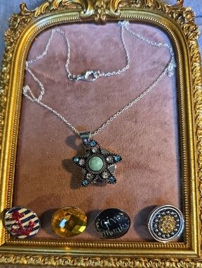 Vintage Ginger Snaps  Silver-toned Pendant Necklace with 5 Snap Accents